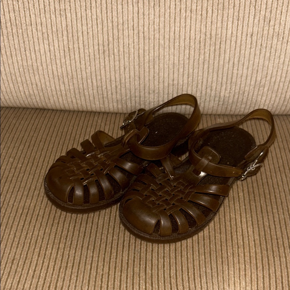 Kids Brown Fisherman Jelly Sandals